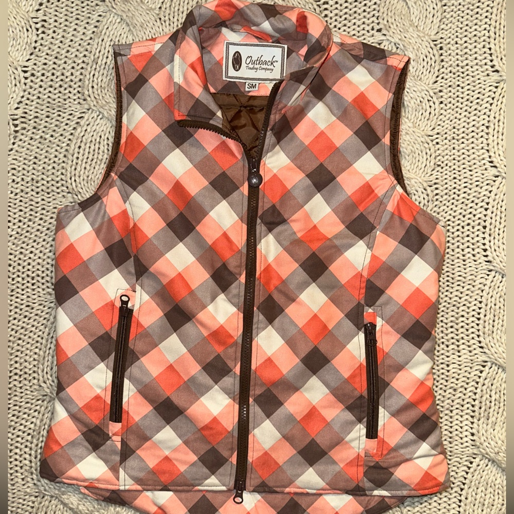 Outback trading Company‎ womens Plaid zip Vest